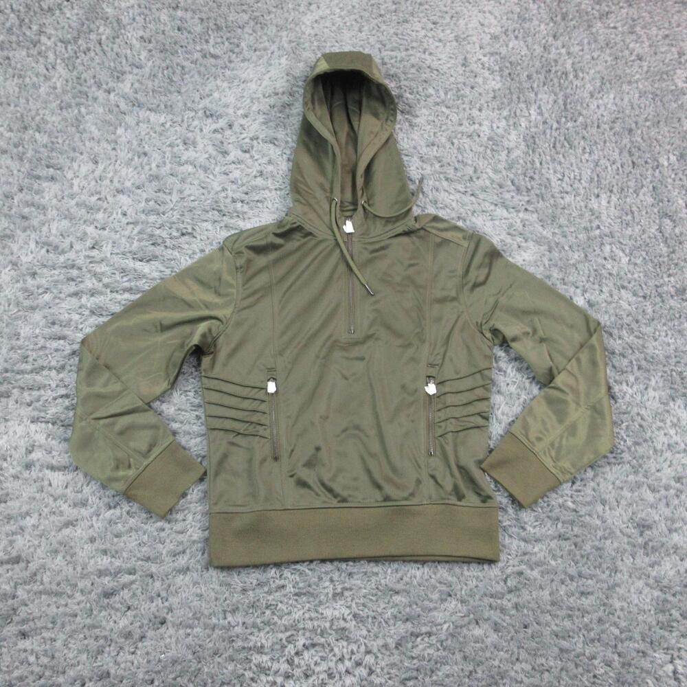 WEVO Active Moto Track Jacket Womens Small Green Hooded Zip Pockets Athletic NWT